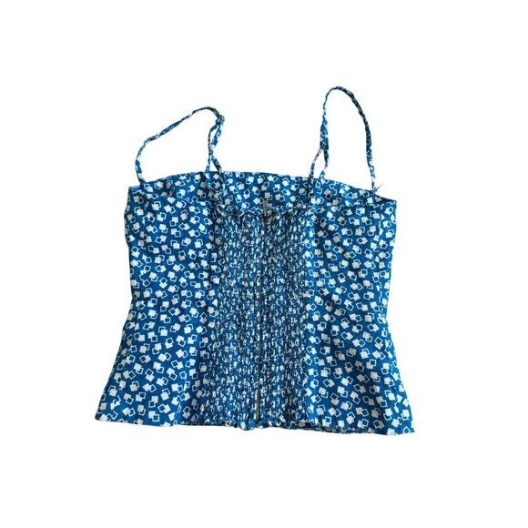 REFORMATION Blue White Patterned Tank Top Size 0 - Picture 2 of 8
